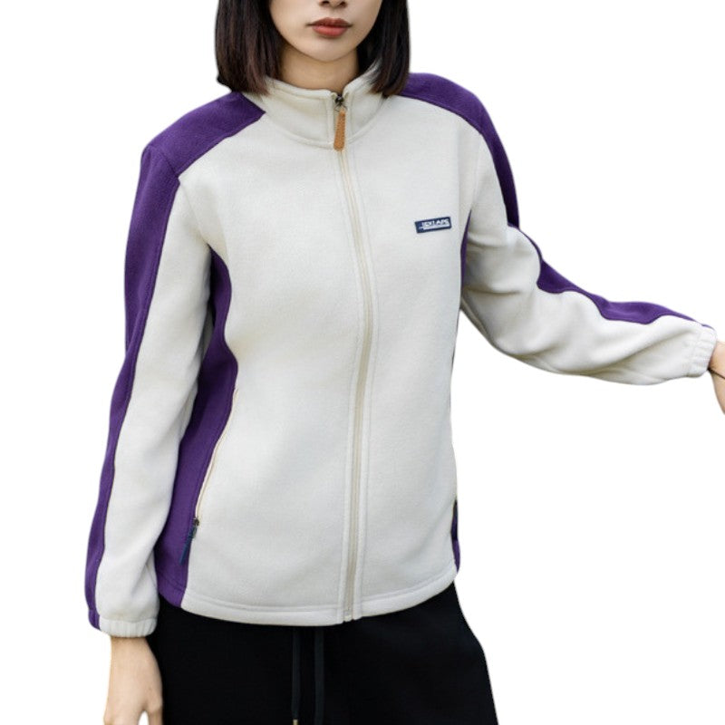 Zweifarbig Fleecejacke Damen