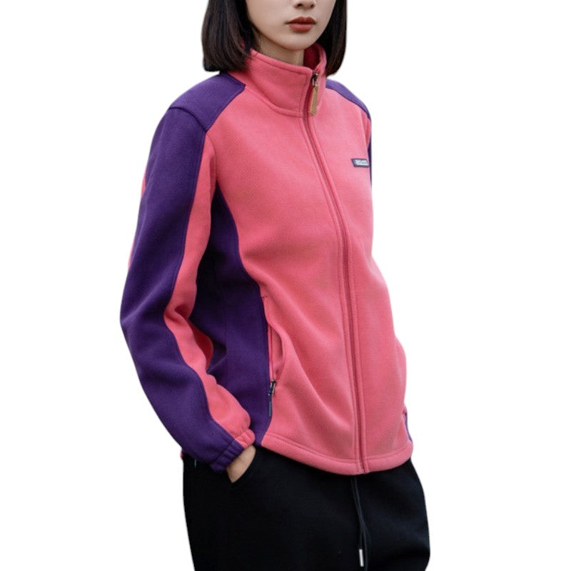 Zweifarbig Fleecejacke Damen