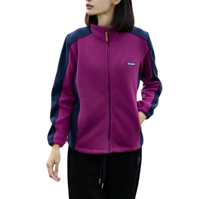 Zweifarbig Fleecejacke Damen