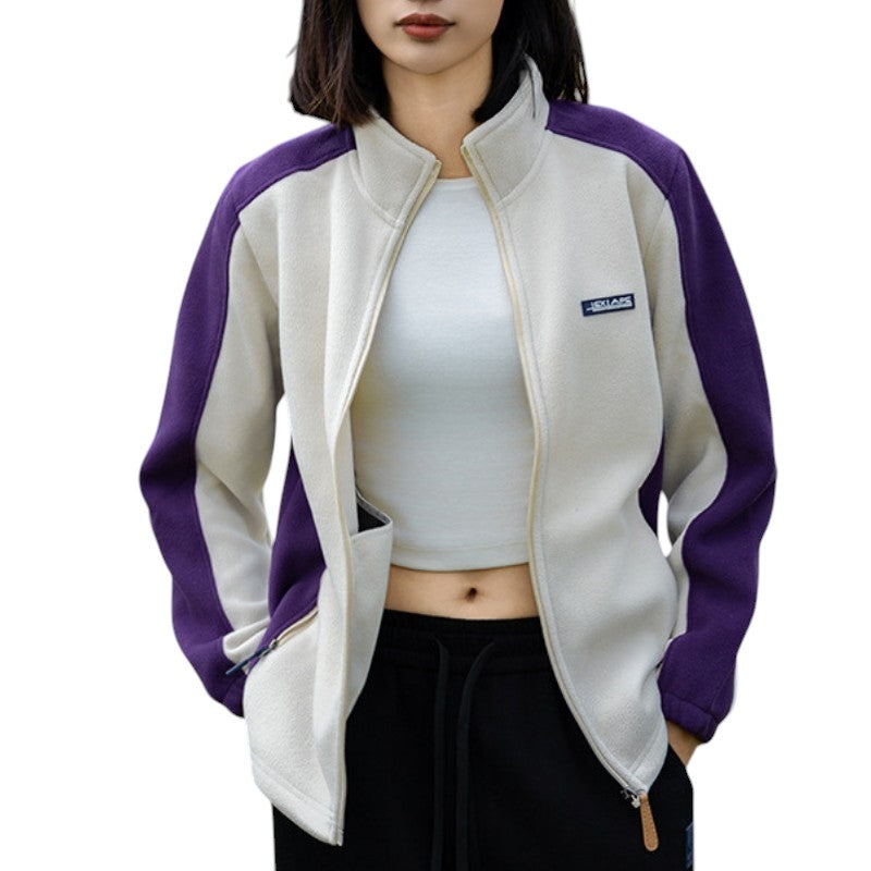 Zweifarbig Fleecejacke Damen