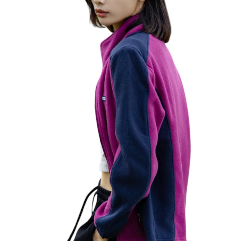 Zweifarbig Fleecejacke Damen