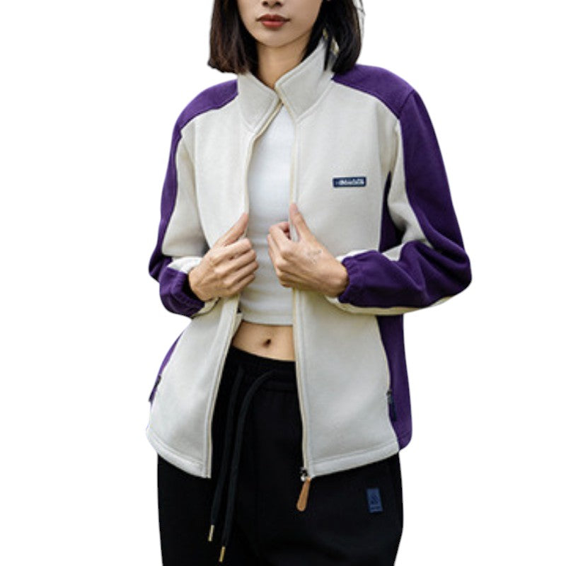 Zweifarbig Fleecejacke Damen