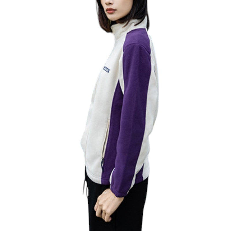 Zweifarbig Fleecejacke Damen