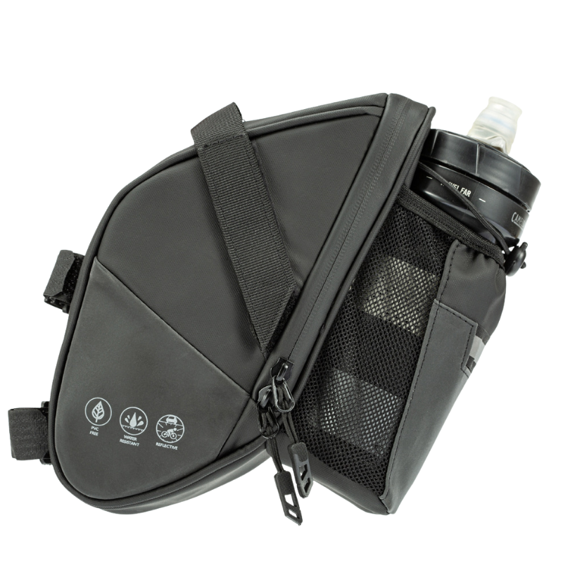 Satteltasche Fahrrad reflektierend mit Flaschenfach