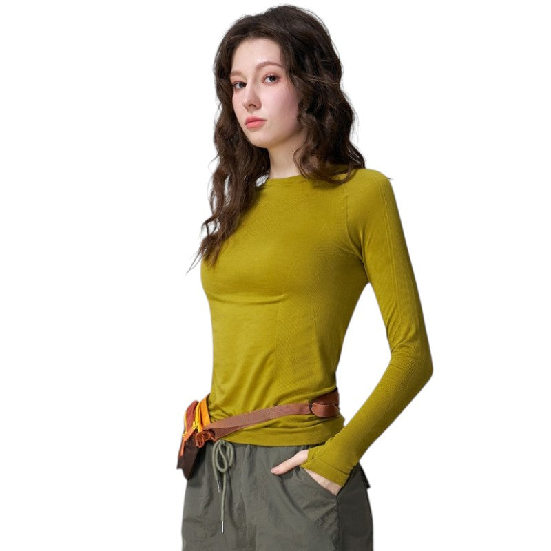 Shirt mit Merinowolle Damen Langarm