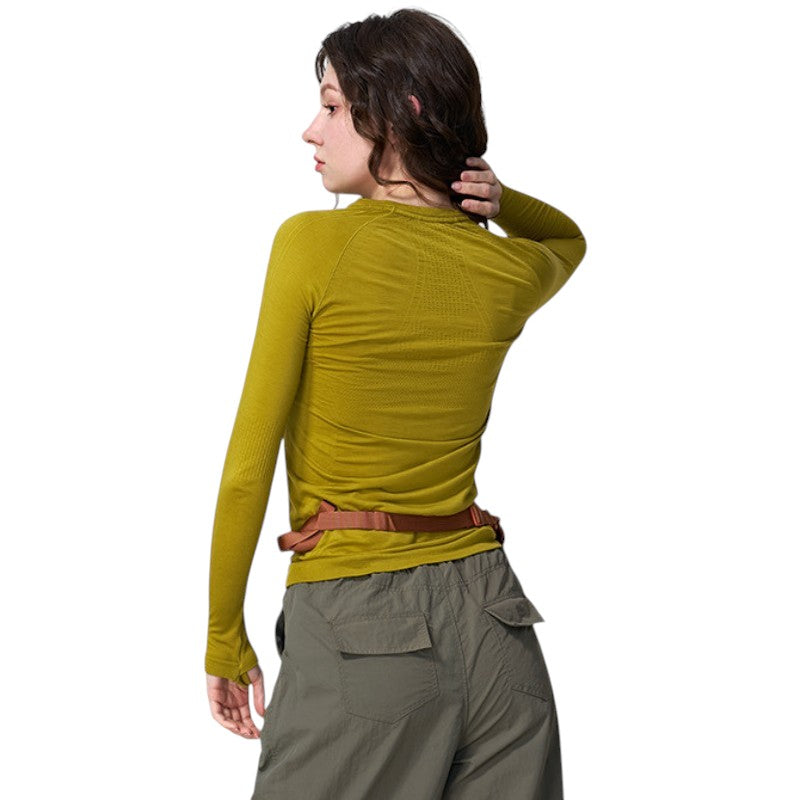 Shirt mit Merinowolle Damen Langarm