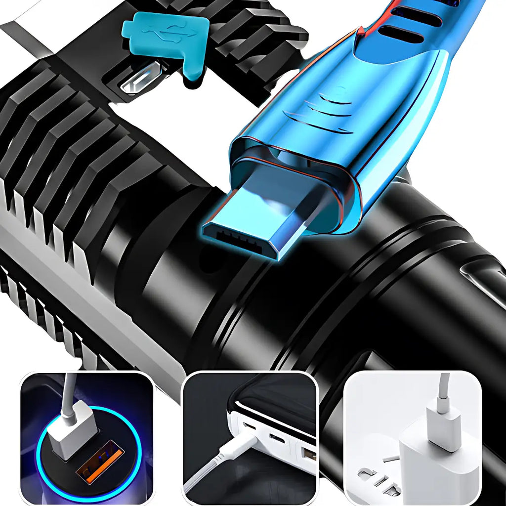 LED-Taschenlampe aufladbar 1000 Lumen