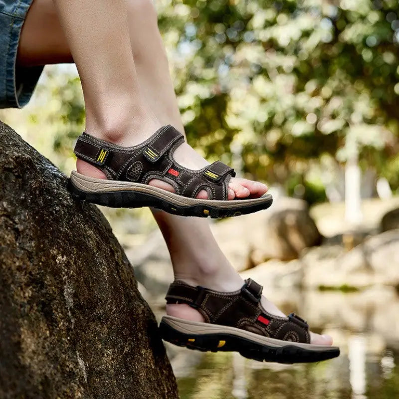 Trekkingsandalen Herren Leder - im Einsatz