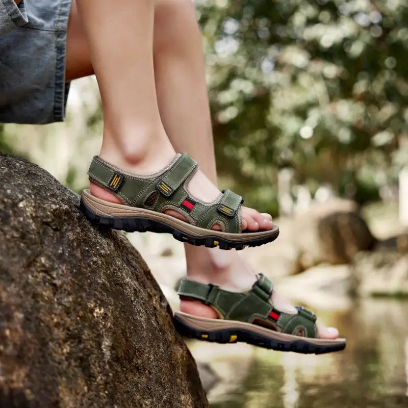 Trekkingsandalen Herren Leder - Trageansicht