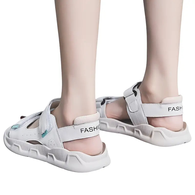 Trekkingsandalen Damen Weiß - Verschluss-Detail