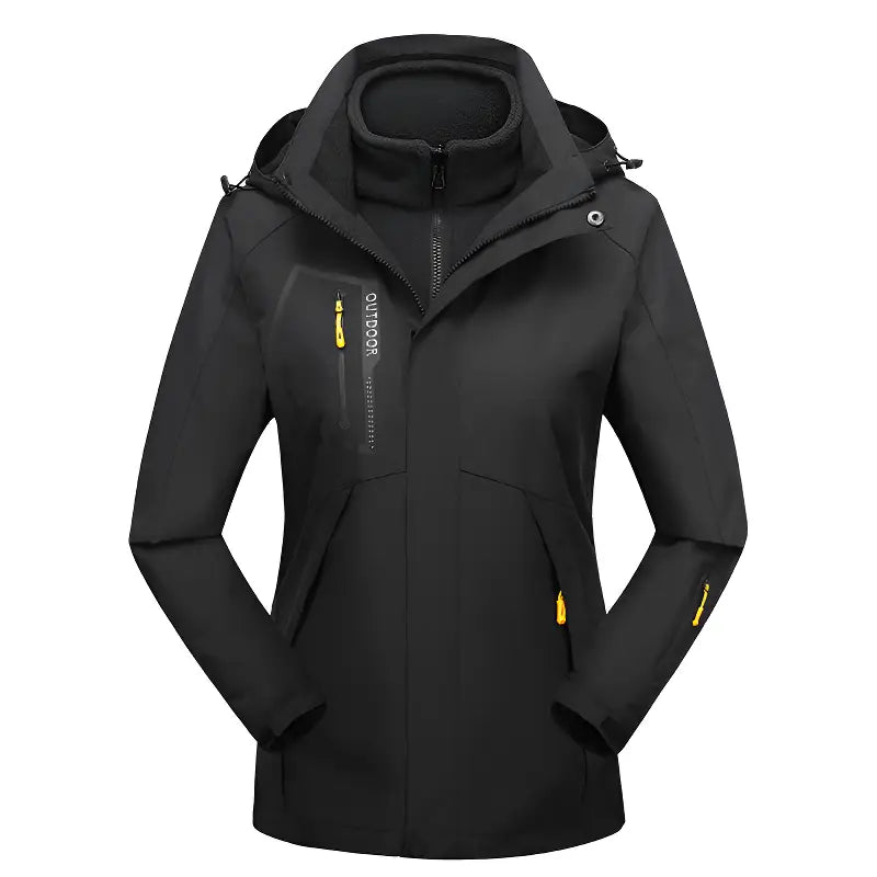 3 in 1 Wanderjacke Damen in Schwarz