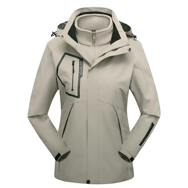 3 in 1 Wanderjacke Damen in Khaki