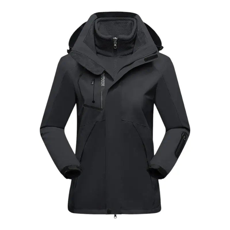 2 in 1 Wanderjacke Damen in Schwarz
