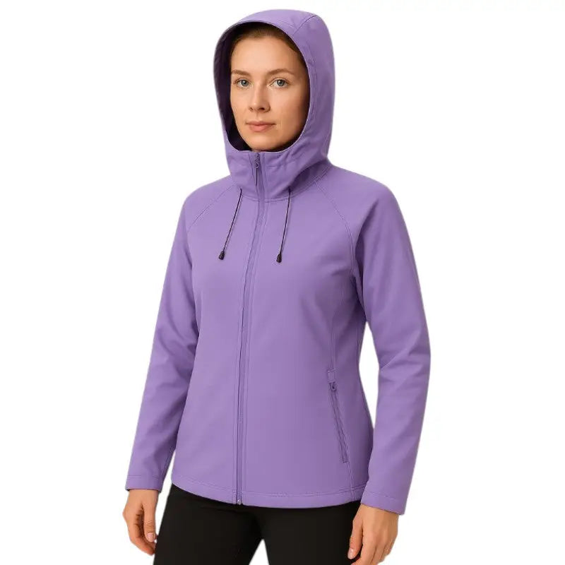 Softshell Fleecejacke Damen Warm mit Kapuze Winddicht