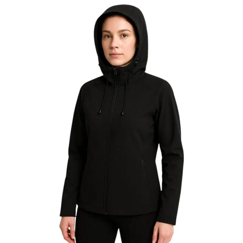 Softshell Fleecejacke Damen Warm mit Kapuze Winddicht