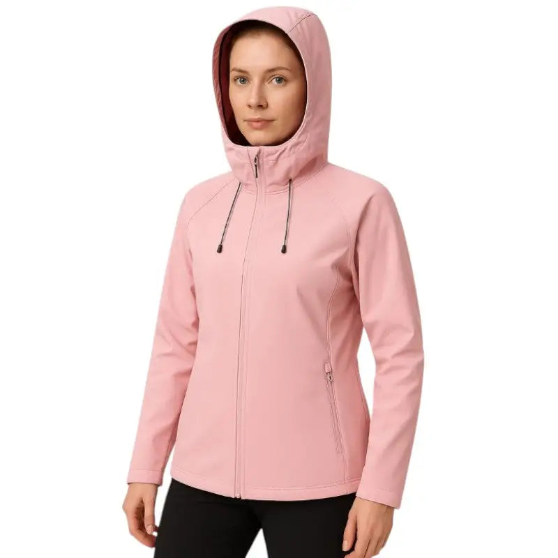 Softshell Fleecejacke Damen Warm mit Kapuze Winddicht